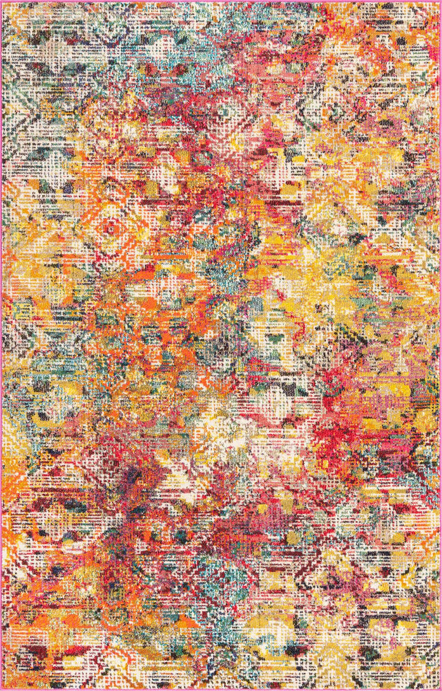 Multicolor 5' 3 x 8' Vivid Rectangle Area Rug Colorful Modern Unique Indoor Easy Clean Durable Carpet Mat for Home Interior Design & Decor for Sale at Rug Engine