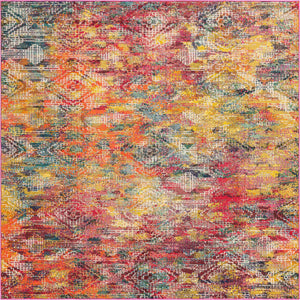Multicolor 7' 10 x 7' 10 Vivid Square Area Rug Colorful Modern Unique Indoor Easy Clean Durable Carpet Mat for Home Interior Design & Decor for Sale at Rug Engine