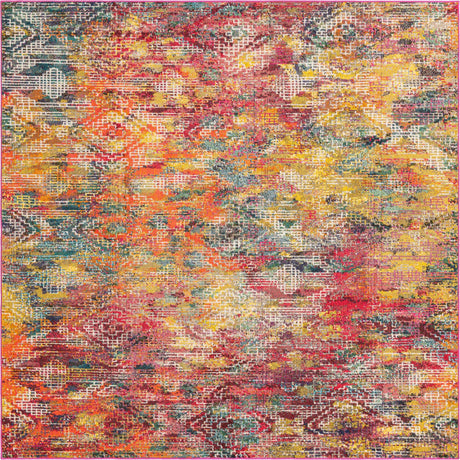 Multicolor 7' 10 x 7' 10 Vivid Square Area Rug Colorful Modern Unique Indoor Easy Clean Durable Carpet Mat for Home Interior Design & Decor for Sale at Rug Engine