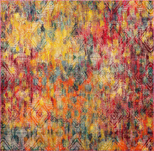 Multicolor 9' 10 x 9' 10 Vivid Square Area Rug Colorful Modern Unique Indoor Easy Clean Durable Carpet Mat for Home Interior Design & Decor for Sale at Rug Engine