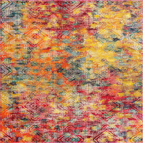 Multicolor 9' 10 x 9' 10 Vivid Square Area Rug Colorful Modern Unique Indoor Easy Clean Durable Carpet Mat for Home Interior Design & Decor for Sale at Rug Engine