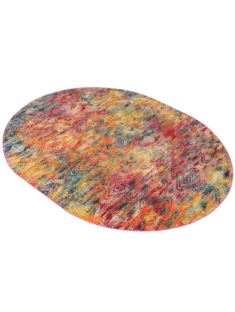 Multicolor 7' 10 x 10' Vivid Oval Area Rug Colorful Modern Unique Indoor Easy Clean Durable Carpet Mat for Home Interior Design & Decor for Sale at Rug Engine