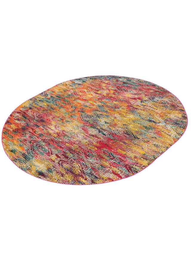 Multicolor 7' 10 x 10' Vivid Oval Area Rug Colorful Modern Unique Indoor Easy Clean Durable Carpet Mat for Home Interior Design & Decor for Sale at Rug Engine