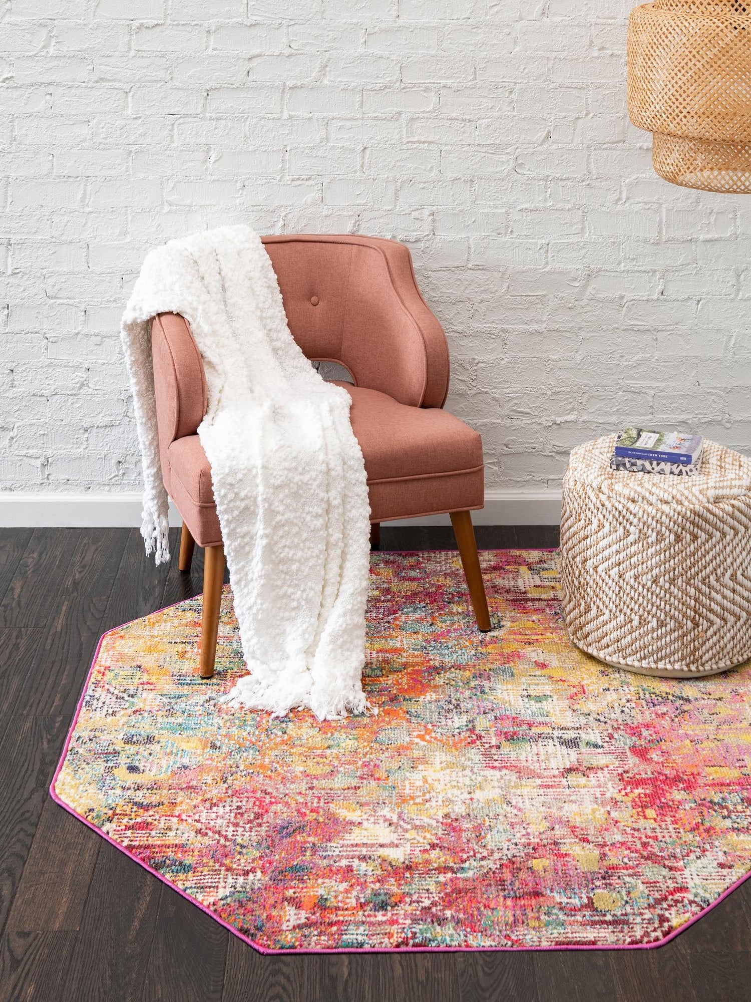 Multicolor 7' 10 x 7' 10 Vivid Octagon Area Rug Colorful Modern Unique Indoor Easy Clean Durable Carpet Mat for Home Interior Design & Decor for Sale at Rug Engine