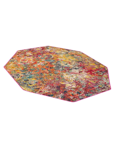 Multicolor 5' 3 x 5' 3 Vivid Octagon Area Rug Colorful Modern Unique Indoor Easy Clean Durable Carpet Mat for Home Interior Design & Decor for Sale at Rug Engine