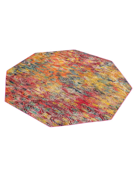 Multicolor 7' 10 x 7' 10 Vivid Octagon Area Rug Colorful Modern Unique Indoor Easy Clean Durable Carpet Mat for Home Interior Design & Decor for Sale at Rug Engine