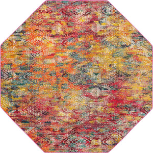 Multicolor 7' 10 x 7' 10 Vivid Octagon Area Rug Colorful Modern Unique Indoor Easy Clean Durable Carpet Mat for Home Interior Design & Decor for Sale at Rug Engine