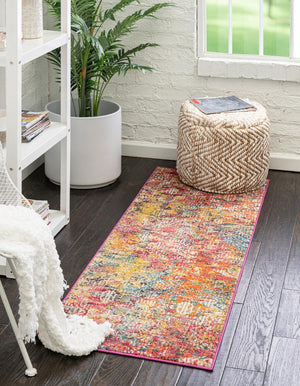 Multicolor 2' 7 x 12' Vivid Runner Area Rug Colorful Modern Unique Indoor Easy Clean Durable Carpet Mat for Home Interior Design & Decor for Sale at Rug Engine