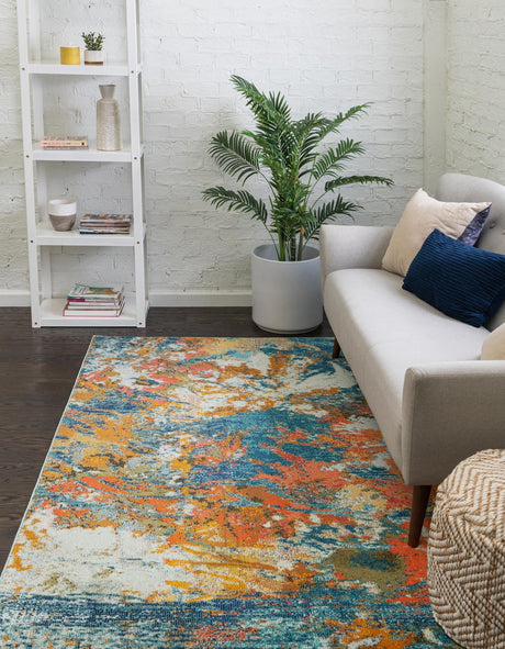 Multicolor 4' x 6' Vivid Rectangle Area Rug Colorful Modern Unique Indoor Easy Clean Durable Carpet Mat for Home Interior Design & Decor for Sale at Rug Engine