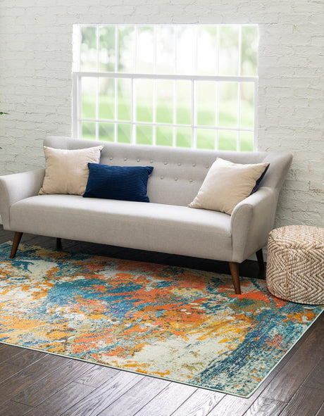 Multicolor 9' 10 x 14' Vivid Rectangle Area Rug Colorful Modern Unique Indoor Easy Clean Durable Carpet Mat for Home Interior Design & Decor for Sale at Rug Engine