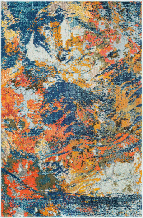 Multicolor 4' x 6' Vivid Rectangle Area Rug Colorful Modern Unique Indoor Easy Clean Durable Carpet Mat for Home Interior Design & Decor for Sale at Rug Engine