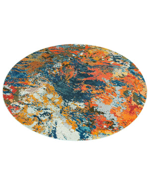Multicolor 7' x 7' Vivid Round Area Rug Colorful Modern Unique Indoor Easy Clean Durable Carpet Mat for Home Interior Design & Decor for Sale at Rug Engine