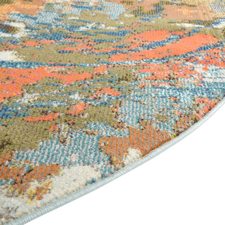 Multicolor 3' 3 x 3' 3 Vivid Round Area Rug Colorful Modern Unique Indoor Easy Clean Durable Carpet Mat for Home Interior Design & Decor for Sale at Rug Engine