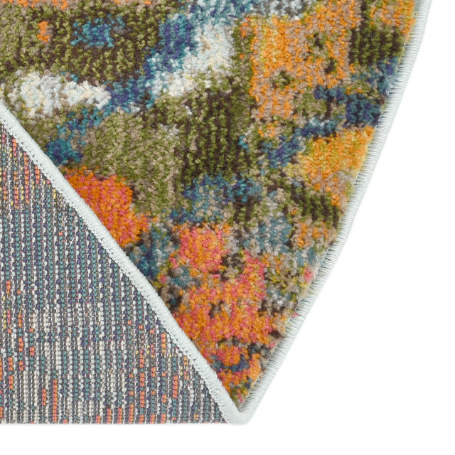 Multicolor 3' 3 x 3' 3 Vivid Round Area Rug Colorful Modern Unique Indoor Easy Clean Durable Carpet Mat for Home Interior Design & Decor for Sale at Rug Engine