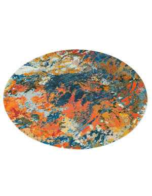 Multicolor 7' x 7' Vivid Round Area Rug Colorful Modern Unique Indoor Easy Clean Durable Carpet Mat for Home Interior Design & Decor for Sale at Rug Engine