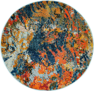 Multicolor 3' 3 x 3' 3 Vivid Round Area Rug Colorful Modern Unique Indoor Easy Clean Durable Carpet Mat for Home Interior Design & Decor for Sale at Rug Engine