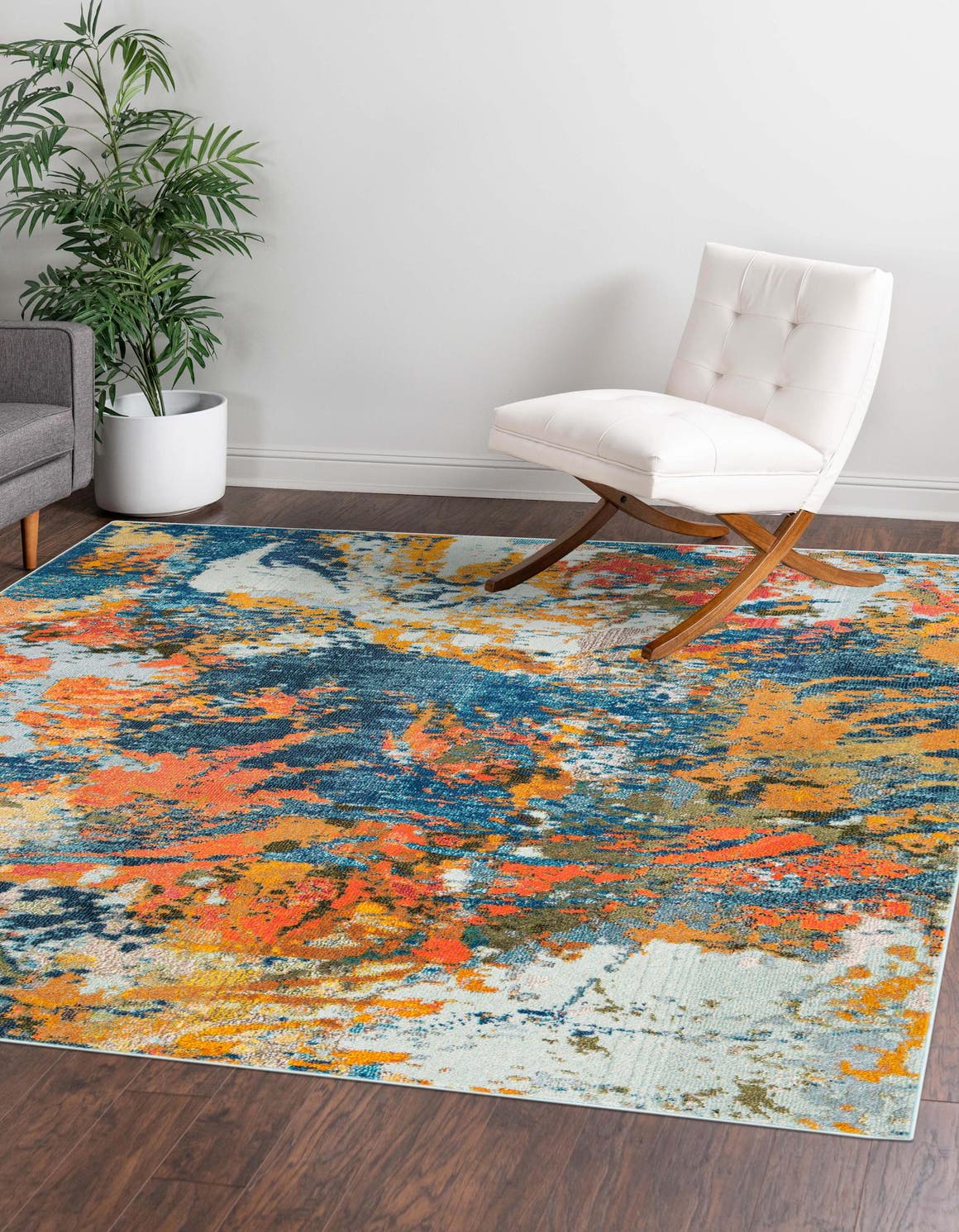 Multicolor 9' 10 x 9' 10 Vivid Square Area Rug Colorful Modern Unique Indoor Easy Clean Durable Carpet Mat for Home Interior Design & Decor for Sale at Rug Engine