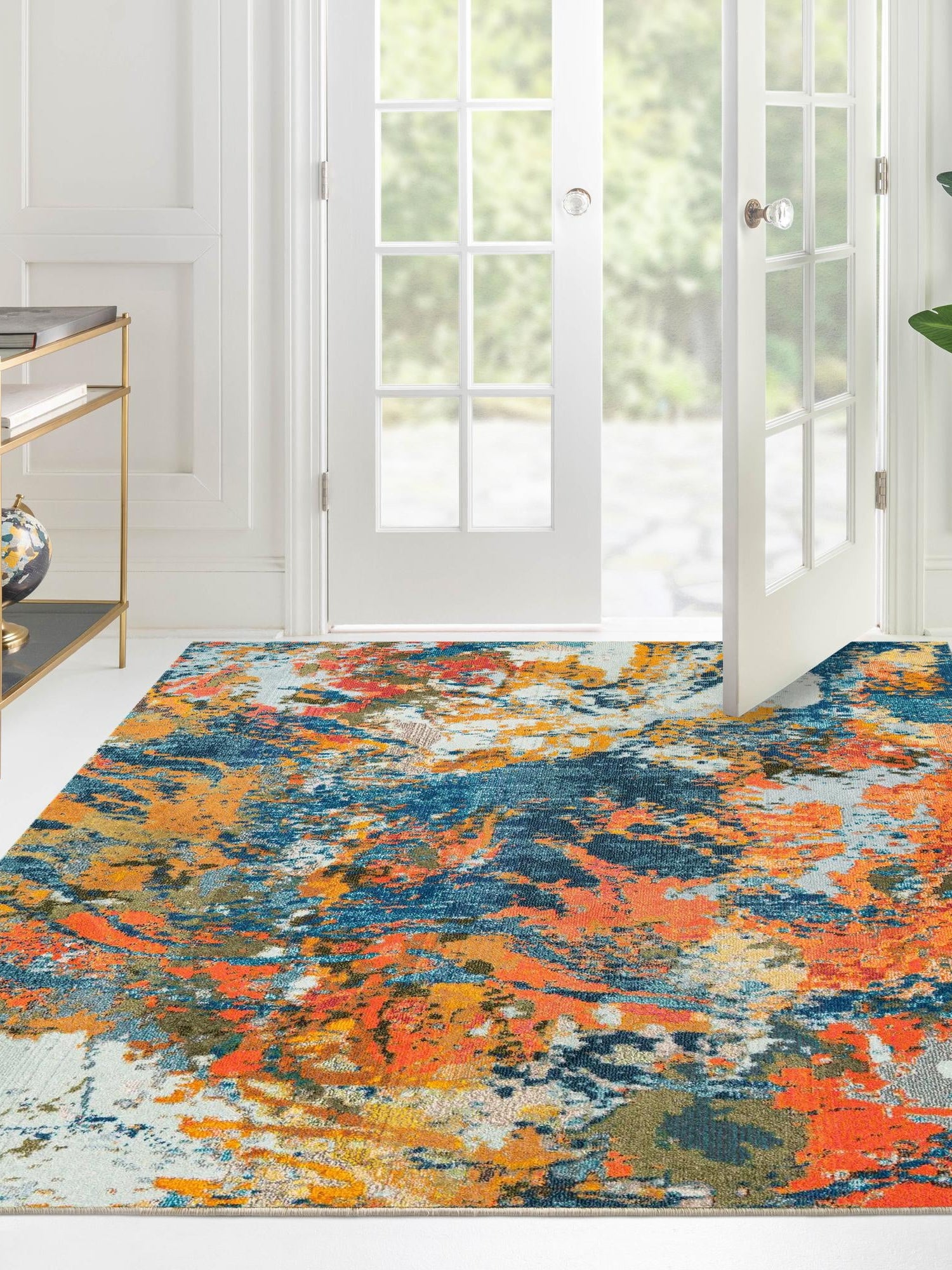 Multicolor 7' 10 x 7' 10 Vivid Square Area Rug Colorful Modern Unique Indoor Easy Clean Durable Carpet Mat for Home Interior Design & Decor for Sale at Rug Engine