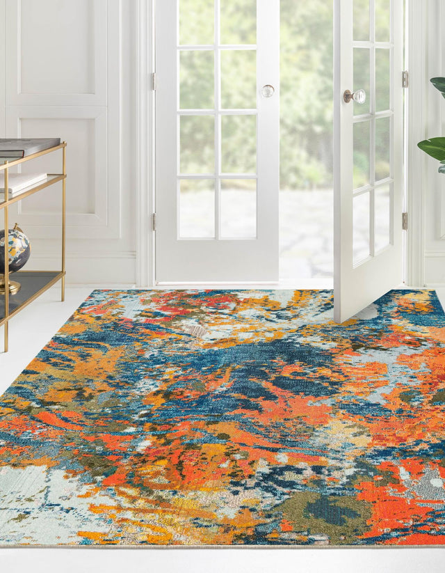 Multicolor 7' 10 x 7' 10 Vivid Square Area Rug Colorful Modern Unique Indoor Easy Clean Durable Carpet Mat for Home Interior Design & Decor for Sale at Rug Engine