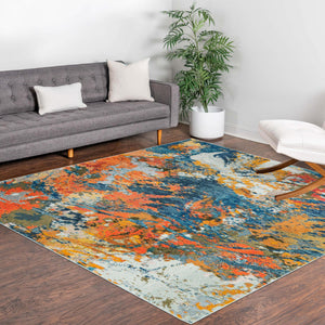 Multicolor 9' 10 x 9' 10 Vivid Square Area Rug Colorful Modern Unique Indoor Easy Clean Durable Carpet Mat for Home Interior Design & Decor for Sale at Rug Engine