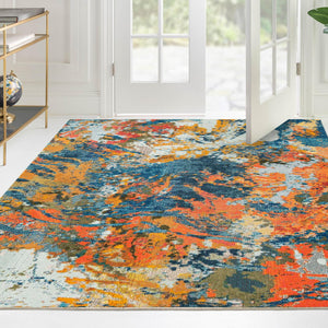 Multicolor 9' 10 x 9' 10 Vivid Square Area Rug Colorful Modern Unique Indoor Easy Clean Durable Carpet Mat for Home Interior Design & Decor for Sale at Rug Engine
