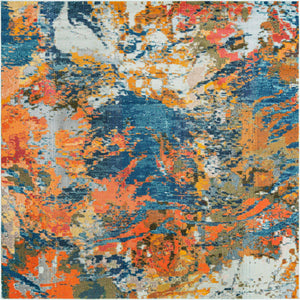 Multicolor 9' 10 x 9' 10 Vivid Square Area Rug Colorful Modern Unique Indoor Easy Clean Durable Carpet Mat for Home Interior Design & Decor for Sale at Rug Engine