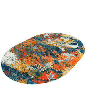 Multicolor 7' 10 x 10' Vivid Oval Area Rug Colorful Modern Unique Indoor Easy Clean Durable Carpet Mat for Home Interior Design & Decor for Sale at Rug Engine