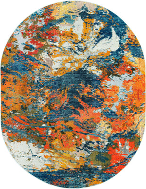 Multicolor 7' 10 x 10' Vivid Oval Area Rug Colorful Modern Unique Indoor Easy Clean Durable Carpet Mat for Home Interior Design & Decor for Sale at Rug Engine