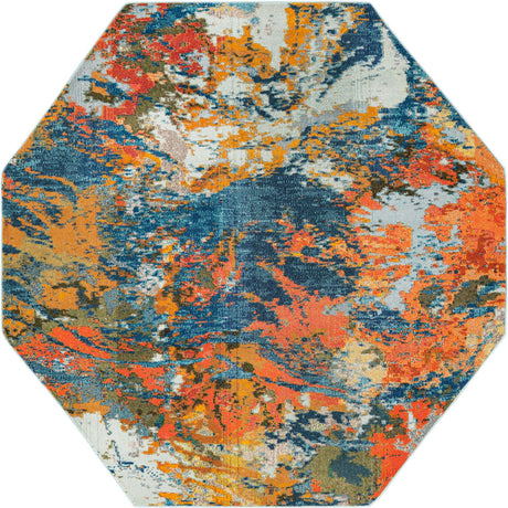 Multicolor 7' 10 x 7' 10 Vivid Octagon Area Rug Colorful Modern Unique Indoor Easy Clean Durable Carpet Mat for Home Interior Design & Decor for Sale at Rug Engine