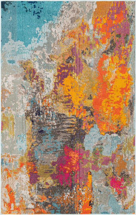 Multicolor 5' 3 x 8' Vivid Rectangle Area Rug Colorful Modern Unique Indoor Easy Clean Durable Carpet Mat for Home Interior Design & Decor for Sale at Rug Engine
