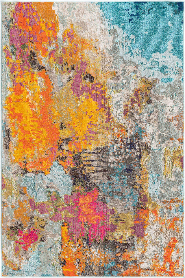 Multicolor 4' x 6' Vivid Rectangle Area Rug Colorful Modern Unique Indoor Easy Clean Durable Carpet Mat for Home Interior Design & Decor for Sale at Rug Engine