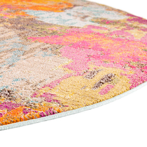 Multicolor 3' 3 x 3' 3 Vivid Round Area Rug Colorful Modern Unique Indoor Easy Clean Durable Carpet Mat for Home Interior Design & Decor for Sale at Rug Engine