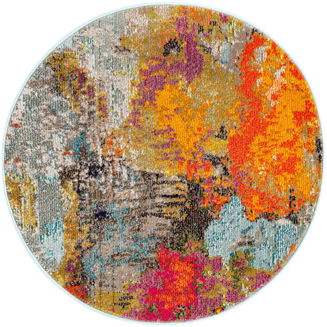 Multicolor 3' 3 x 3' 3 Vivid Round Area Rug Colorful Modern Unique Indoor Easy Clean Durable Carpet Mat for Home Interior Design & Decor for Sale at Rug Engine