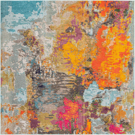 Multicolor 7' 10 x 7' 10 Vivid Square Area Rug Colorful Modern Unique Indoor Easy Clean Durable Carpet Mat for Home Interior Design & Decor for Sale at Rug Engine
