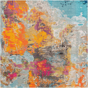 Multicolor 9' 10 x 9' 10 Vivid Square Area Rug Colorful Modern Unique Indoor Easy Clean Durable Carpet Mat for Home Interior Design & Decor for Sale at Rug Engine