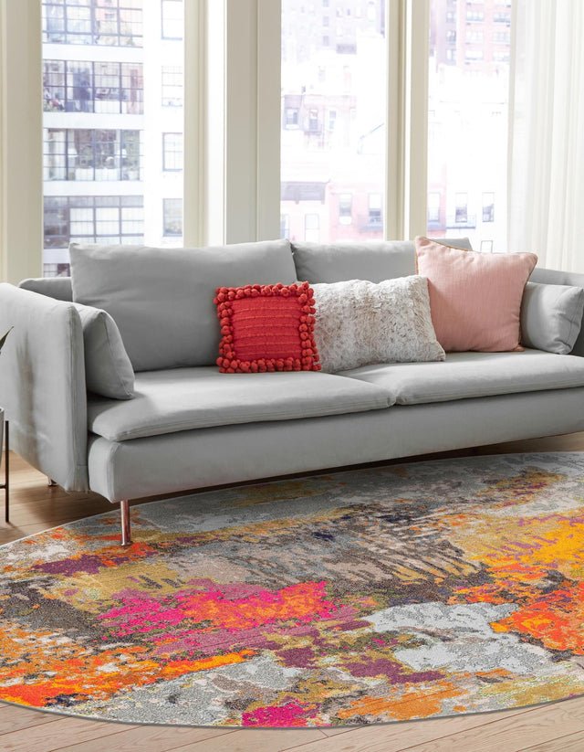 Multicolor 7' 10 x 10' Vivid Oval Area Rug Colorful Modern Unique Indoor Easy Clean Durable Carpet Mat for Home Interior Design & Decor for Sale at Rug Engine