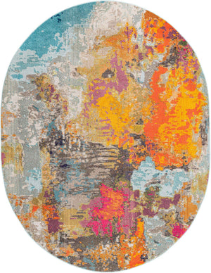 Multicolor 7' 10 x 10' Vivid Oval Area Rug Colorful Modern Unique Indoor Easy Clean Durable Carpet Mat for Home Interior Design & Decor for Sale at Rug Engine