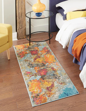 Multicolor 2' 7 x 12' Vivid Runner Area Rug Colorful Modern Unique Indoor Easy Clean Durable Carpet Mat for Home Interior Design & Decor for Sale at Rug Engine