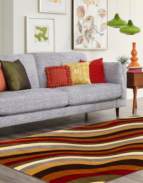 Multicolor 7' 10 x 11' Cafe Rectangle Area Rug 100% Polypropylene With Cotton Backing Modern Abstract Design Carpet for Home Living Room Dining Office Decor for Sale at Rug Engine