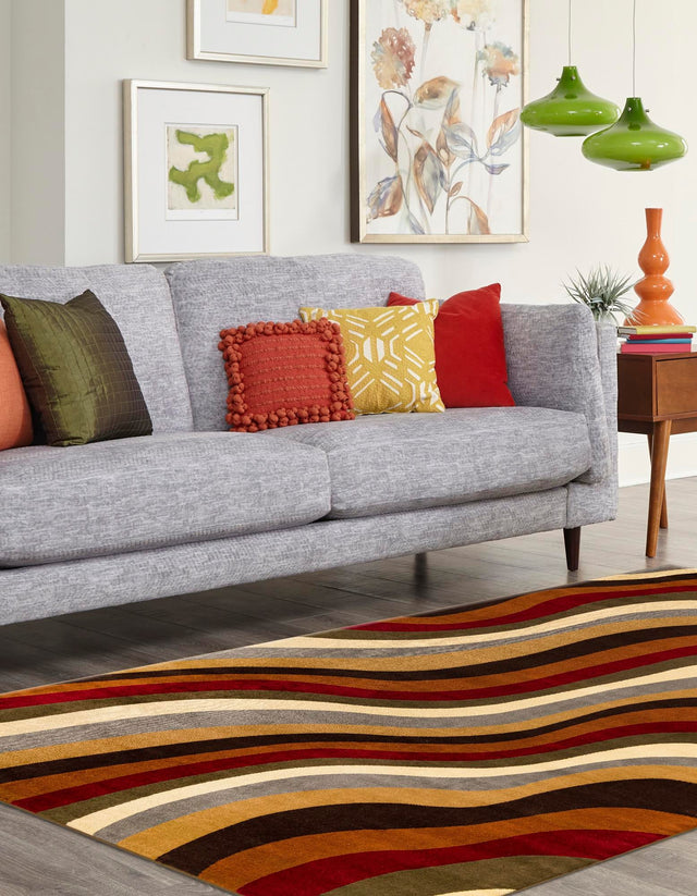 Multicolor 7' 1 x 10' Cafe Rectangle Area Rug 100% Polypropylene With Cotton Backing Modern Abstract Design Carpet for Home Living Room Dining Office Decor for Sale at Rug Engine