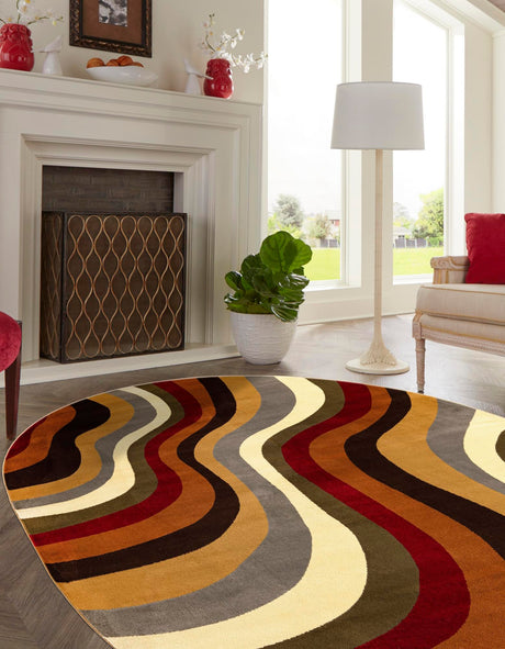 Multicolor 5' 3 x 8' Cafe Oval Area Rug 100% Polypropylene With Cotton Backing Modern Abstract Design Carpet for Home Living Room Dining Office Decor for Sale at Rug Engine