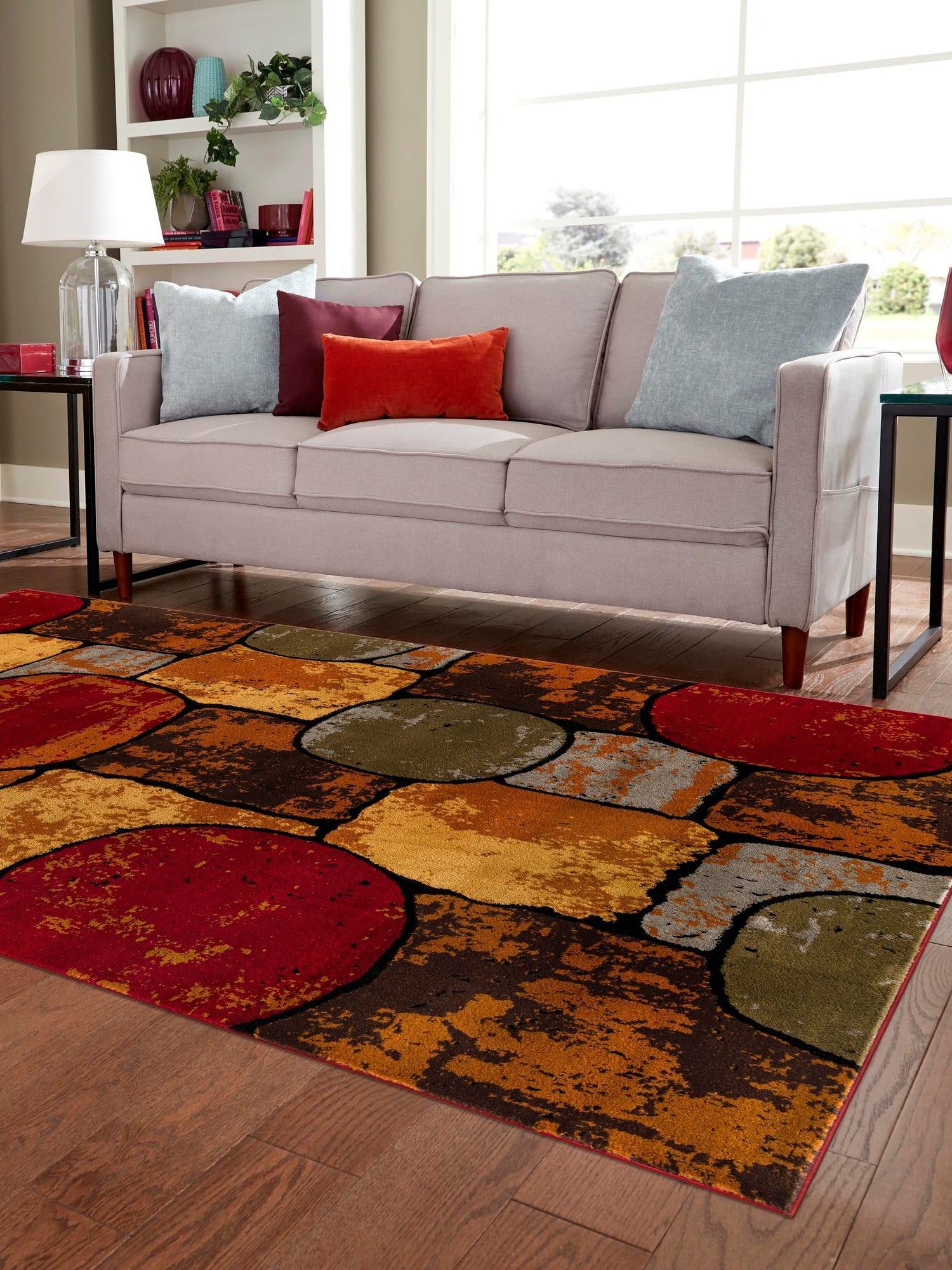 Multicolor 7' 10 x 10' Cafe Rectangle Area Rug 100% Polypropylene With Cotton Backing Modern Abstract Design Carpet for Home Living Room Dining Office Decor for Sale at Rug Engine
