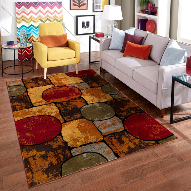 Multicolor 7' 10 x 10' Cafe Rectangle Area Rug 100% Polypropylene With Cotton Backing Modern Abstract Design Carpet for Home Living Room Dining Office Decor for Sale at Rug Engine