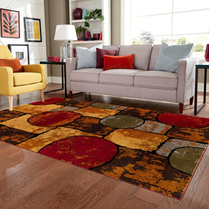 Multicolor 2' x 3' 1 Cafe Rectangle Area Rug 100% Polypropylene With Cotton Backing Modern Abstract Design Carpet for Home Living Room Dining Office Decor for Sale at Rug Engine