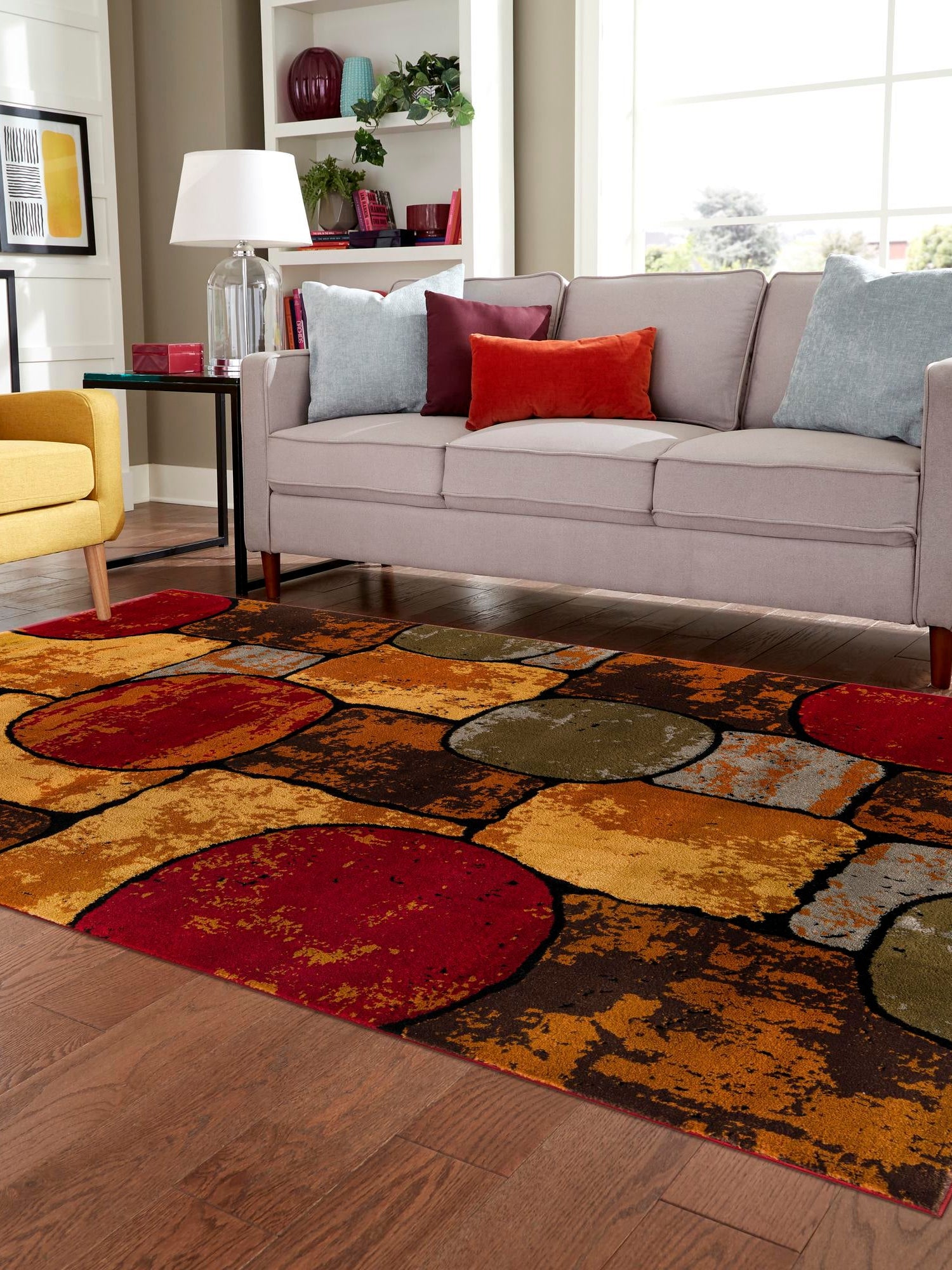 Multicolor 4' 1 x 6' 1 Cafe Rectangle Area Rug 100% Polypropylene With Cotton Backing Modern Abstract Design Carpet for Home Living Room Dining Office Decor for Sale at Rug Engine