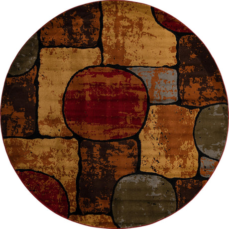 Multicolor 7' 1 x 7' 1 Cafe Round Area Rug 100% Polypropylene With Cotton Backing Modern Abstract Design Carpet for Home Living Room Dining Office Decor for Sale at Rug Engine