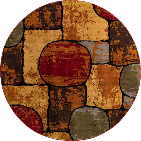 Multicolor 7' 1 x 7' 1 Cafe Round Area Rug 100% Polypropylene With Cotton Backing Modern Abstract Design Carpet for Home Living Room Dining Office Decor for Sale at Rug Engine