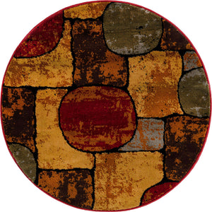 Multicolor 3' 1 x 3' 1 Cafe Round Area Rug 100% Polypropylene With Cotton Backing Modern Abstract Design Carpet for Home Living Room Dining Office Decor for Sale at Rug Engine