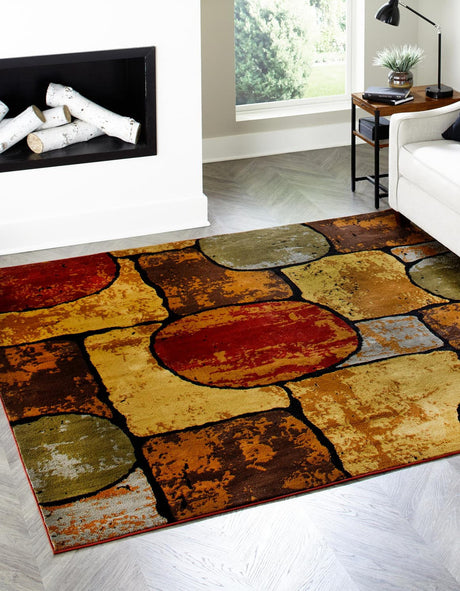 Multicolor 10' x 10' Cafe Square Area Rug 100% Polypropylene With Cotton Backing Modern Abstract Design Carpet for Home Living Room Dining Office Decor for Sale at Rug Engine
