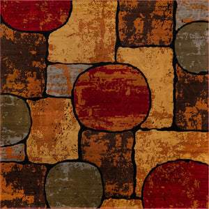 Multicolor 10' x 10' Cafe Square Area Rug 100% Polypropylene With Cotton Backing Modern Abstract Design Carpet for Home Living Room Dining Office Decor for Sale at Rug Engine